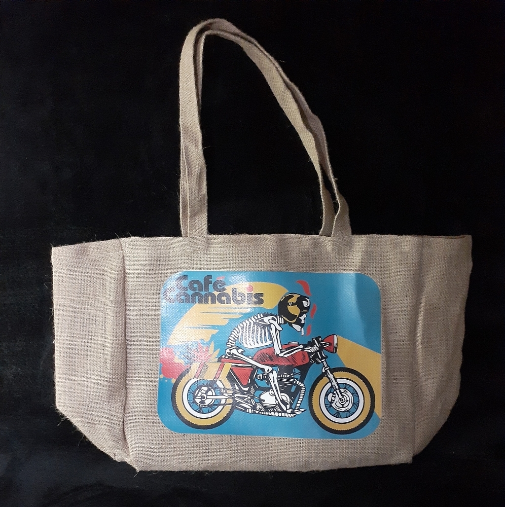 Burlap Tote "Cafe Cannabis" NWOT